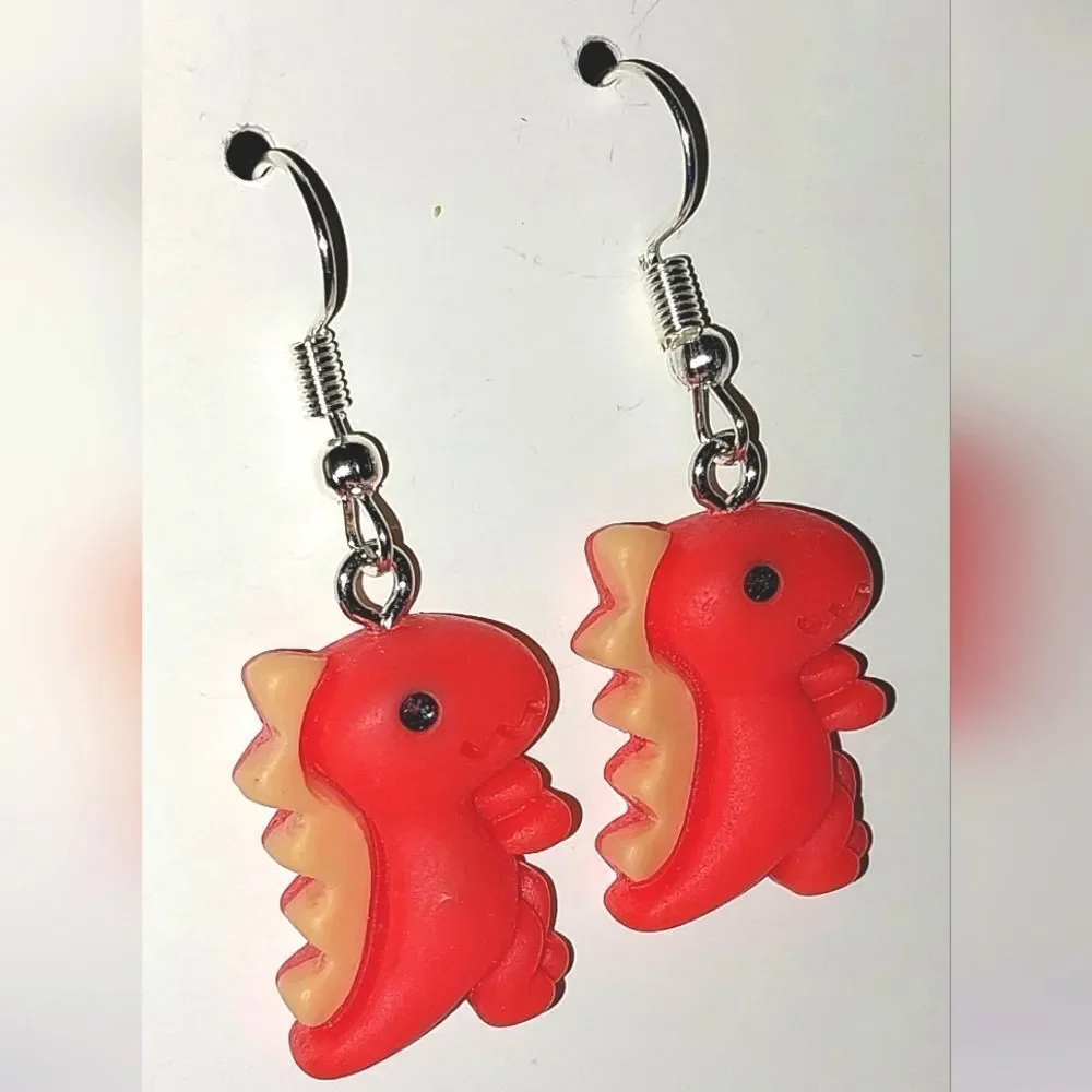 Super cute retro kids dinosaur earrings - Picture 4 of 4